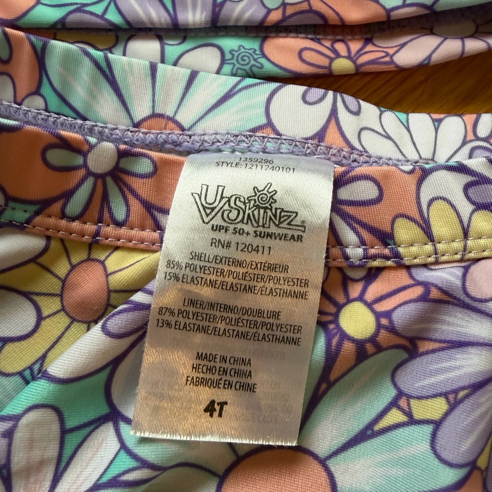 Skin Multicolor Floral Kids Rashguard Set - Picture 2 of 2